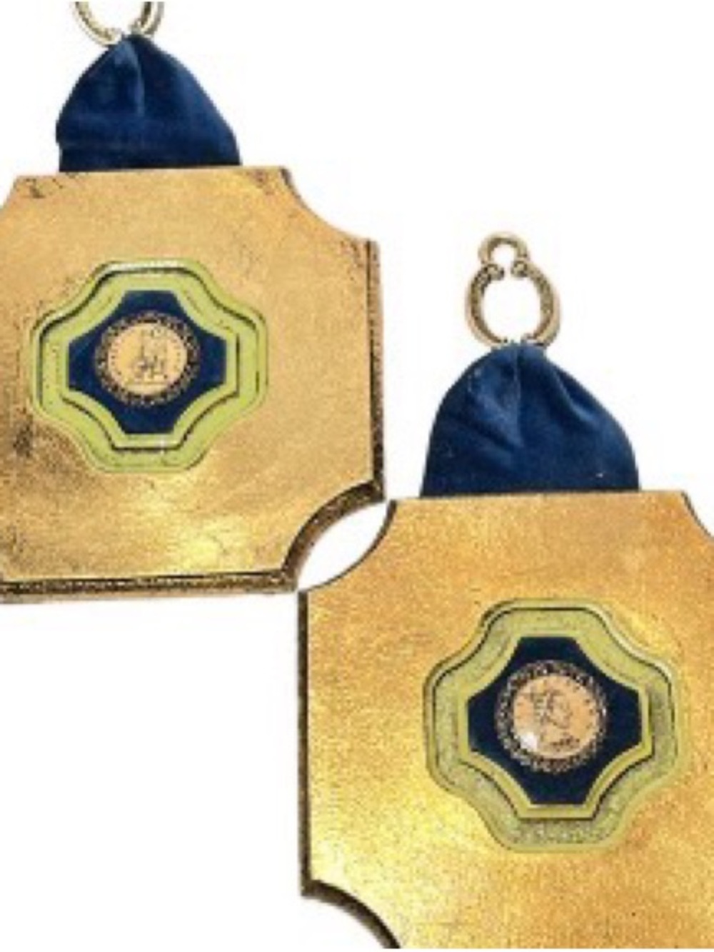Gold Decorative Wall Pendants with Navy Accents